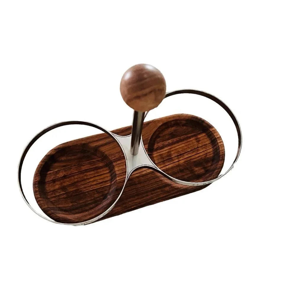 IKEA KROSAMOS Walnut & Stainless Steel Jar & Bottle Holder